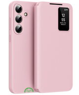 Samsung Galaxy S25 Roze Elegance Bookcase Hoesje Roze – Smart Window Wallet Cover