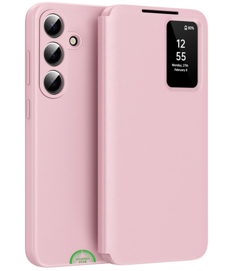 Samsung Galaxy S26 Elegance Bookcase Hoesje Roze Smart Window Wallet Cover