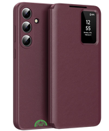 Samsung Galaxy A57 5G Smart View Hoesje Bordeaux Rood Lederlook