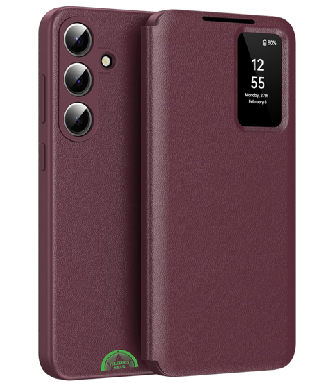 Samsung Galaxy S26 Plus Burgundy Prestige Bookcase Hoesje Rood Premium Smart View Case