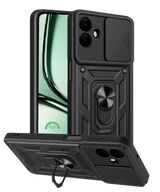 Hoesje voor Samsung Galaxy A07 Zwart Armor Ring Kickstand Case, Slank