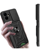 Hoesje voor Samsung Galaxy A07 Zwart Armor Ring Kickstand Case, Slank