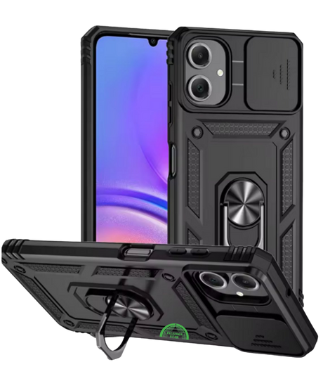 Hoesje voor Samsung Galaxy A07 Zwart Armor Ring Kickstand Case, Slank