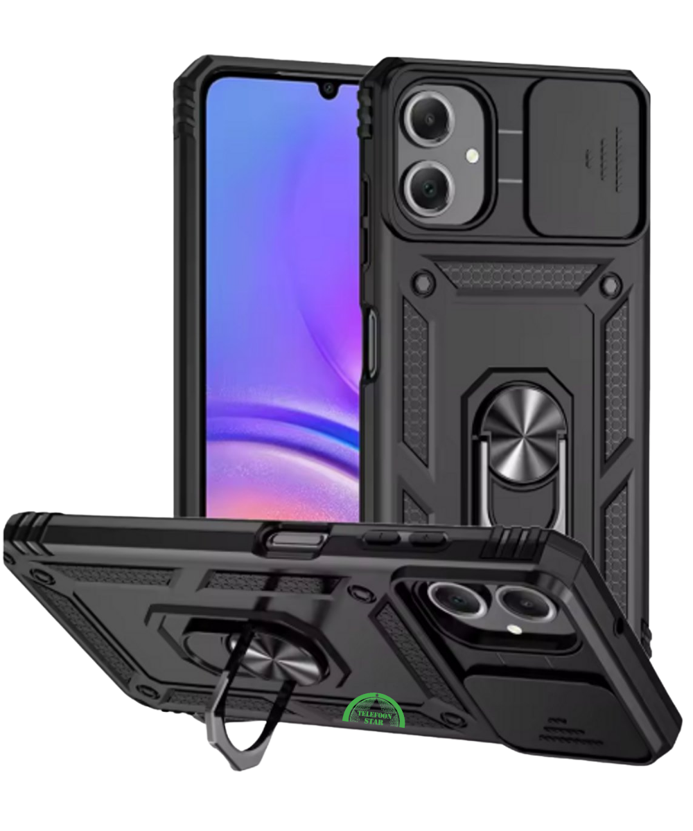 Hoesje voor Samsung Galaxy A07 Zwart Armor Ring Kickstand Case, Slank