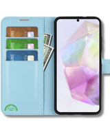 Hoesje voor Samsung Galaxy A15 5G Lichtblauwe Bookcase Sterke magnetische sluiting