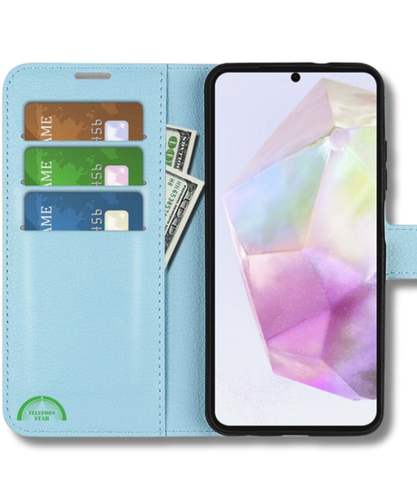 Hoesje voor Samsung Galaxy A57 Lichtblauwe Bookcase Sterke magnetische sluiting