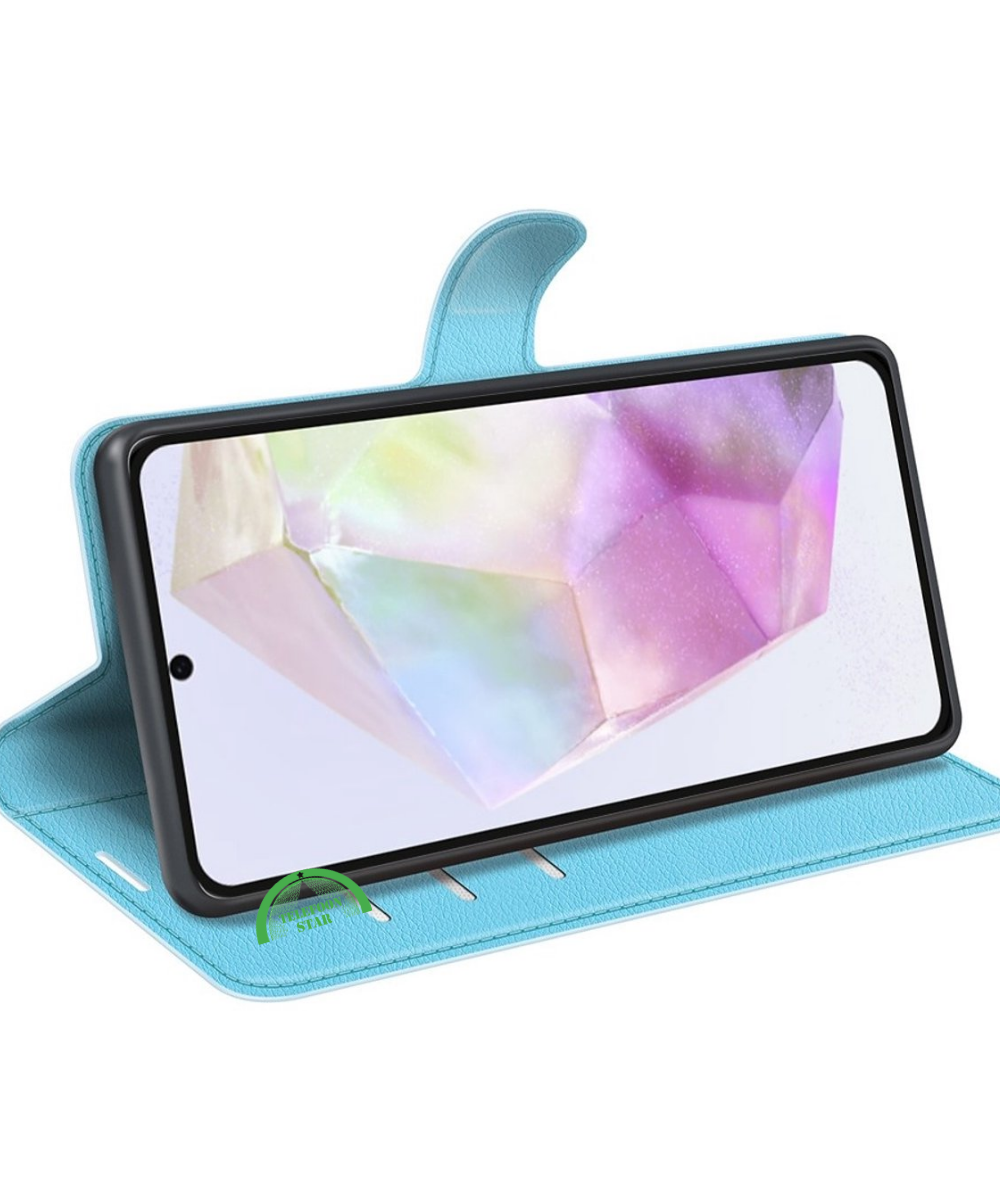 Hoesje voor Samsung Galaxy A37 Lichtblauwe Bookcase Sterke magnetische sluiting