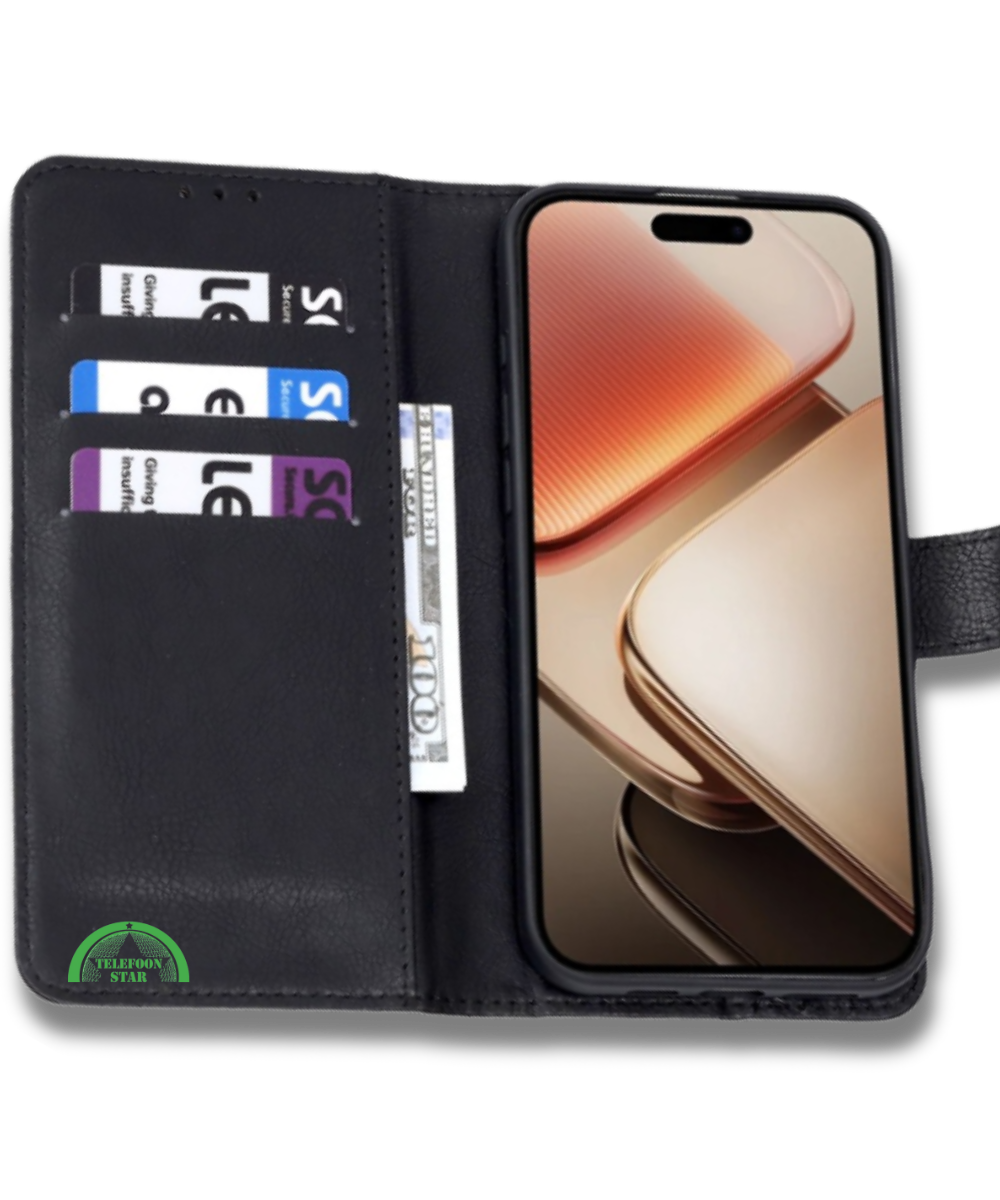 Hoesje voor Samsung A37 Zwart Bookcase Magnetisch met Pasjeshouder