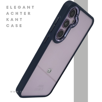 Hoesje voor Samsung A37 Transparant met Blauwe Rand Schokbestendig