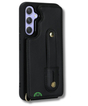Samsung Galaxy S26 Case Kickstand Card Slots Leather Coated TPU Cover with Shoulder Strap - Black