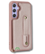 Samsung Galaxy S26 Case Kickstand Card Slots Leather Coated TPU Cover with Shoulder Strap Roze