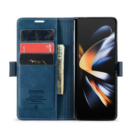 Samsung Galaxy Z Fold 6 Hoesje boek case met Pasjes Donker Blauw