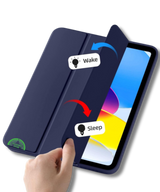Hoesje voor iPad A16(2025)/iPad 2022 (10.9 inch 10e Gen) - Donker Blauw Silicone Smart Cover Met Pen Slot