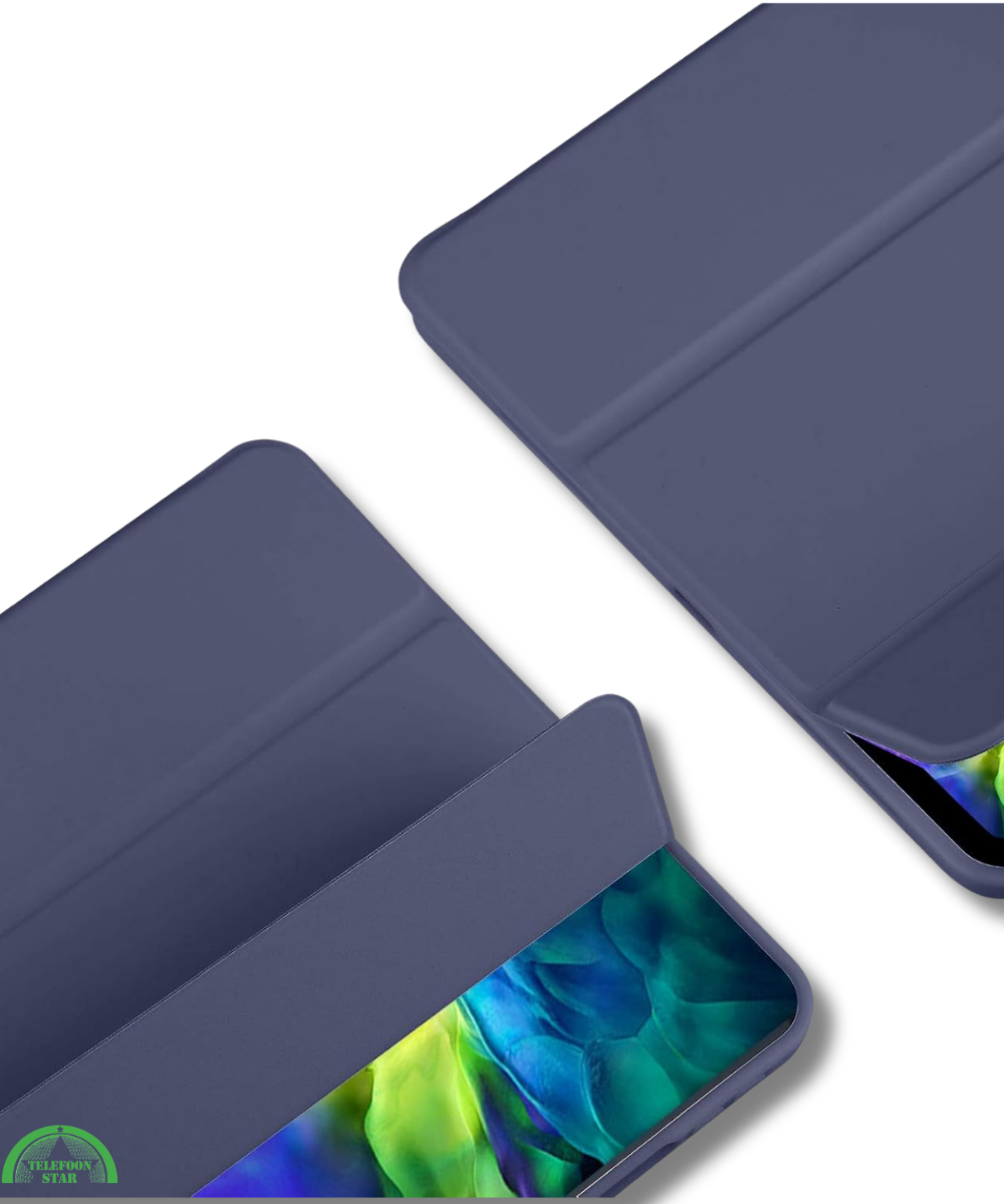 Hoesje voor iPad A16(2025)/iPad 2022 (10.9 inch 10e Gen) - Donker Blauw Silicone Smart Cover Met Pen Slot