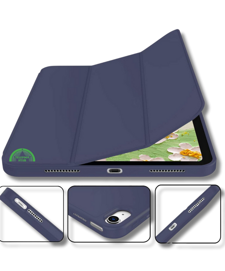 Hoesje voor iPad A16(2025)/iPad 2022 (10.9 inch 10e Gen) - Donker Blauw Silicone Smart Cover Met Pen Slot