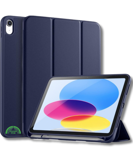 Hoesje voor iPad A16(2025)/iPad 2022 (10.9 inch 10e Gen) - Donker Blauw Silicone Smart Cover Met Pen Slot