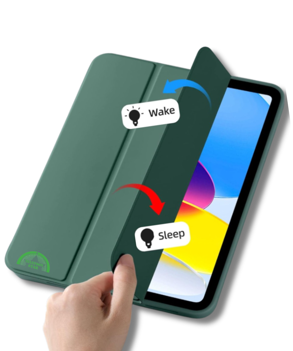 Hoesje voor iPad A16(2025)/iPad 2022 (10.9 inch 10e Gen) Groen Silicone Smart Cover Met Pen Slot