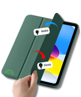Hoesje voor iPad A16(2025)/iPad 2022 (10.9 inch 10e Gen) Groen Silicone Smart Cover Met Pen Slot