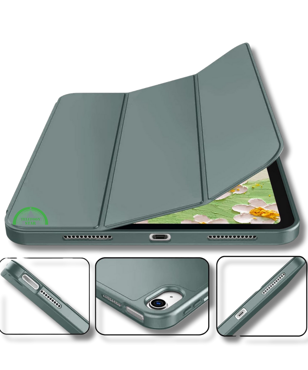 Hoesje voor iPad A16(2025)/iPad 2022 (10.9 inch 10e Gen) Groen Silicone Smart Cover Met Pen Slot