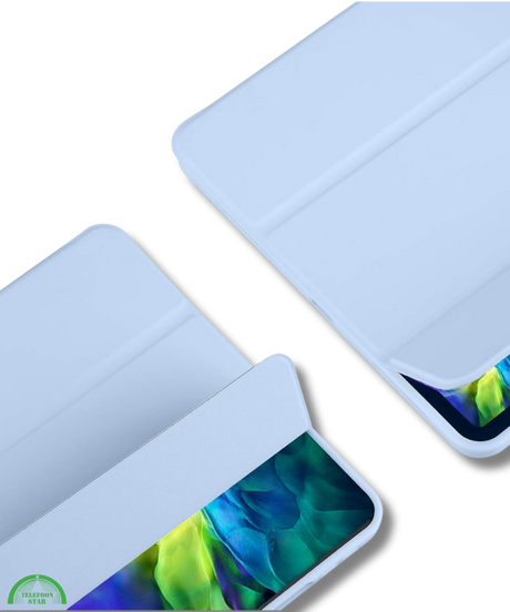 Hoesje voor iPad A16(2025)/iPad 2022 (10.9 inch 10e Gen) Lichtblauw Silicone Smart Cover Met Pen Slot