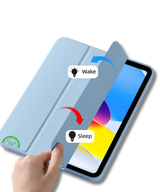 Hoesje voor iPad A16(2025)/iPad 2022 (10.9 inch 10e Gen) Lichtblauw Silicone Smart Cover Met Pen Slot