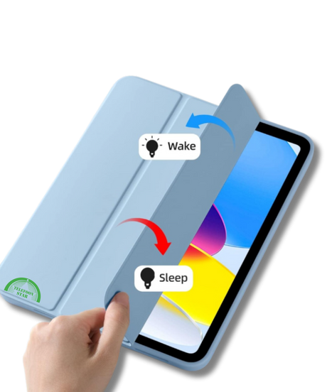 Hoesje voor iPad A16(2025)/iPad 2022 (10.9 inch 10e Gen) Lichtblauw Silicone Smart Cover Met Pen Slot