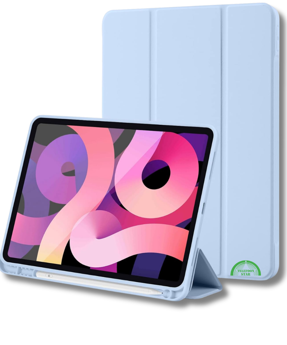 Hoesje voor iPad A16(2025)/iPad 2022 (10.9 inch 10e Gen) Lichtblauw Silicone Smart Cover Met Pen Slot