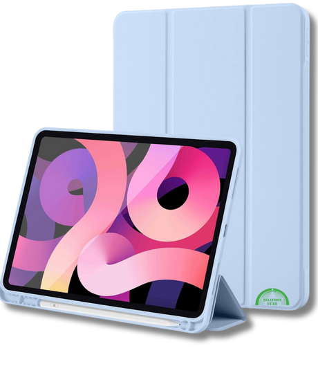 Hoesje voor iPad A16(2025)/iPad 2022 (10.9 inch 10e Gen) Lichtblauw Silicone Smart Cover Met Pen Slot