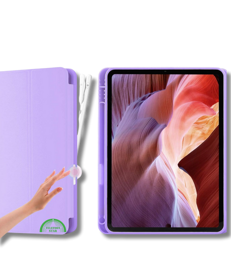 Hoesje voor iPad A16(2025)/iPad 2022 (10.9 inch 10e Gen) Paars Silicone Smart Cover Met Pen Slot