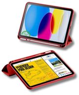 Hoesje voor iPad A16(2025)/iPad 2022 (10.9 inch 10e Gen) Rood Silicone Smart Cover Met Pen Slot
