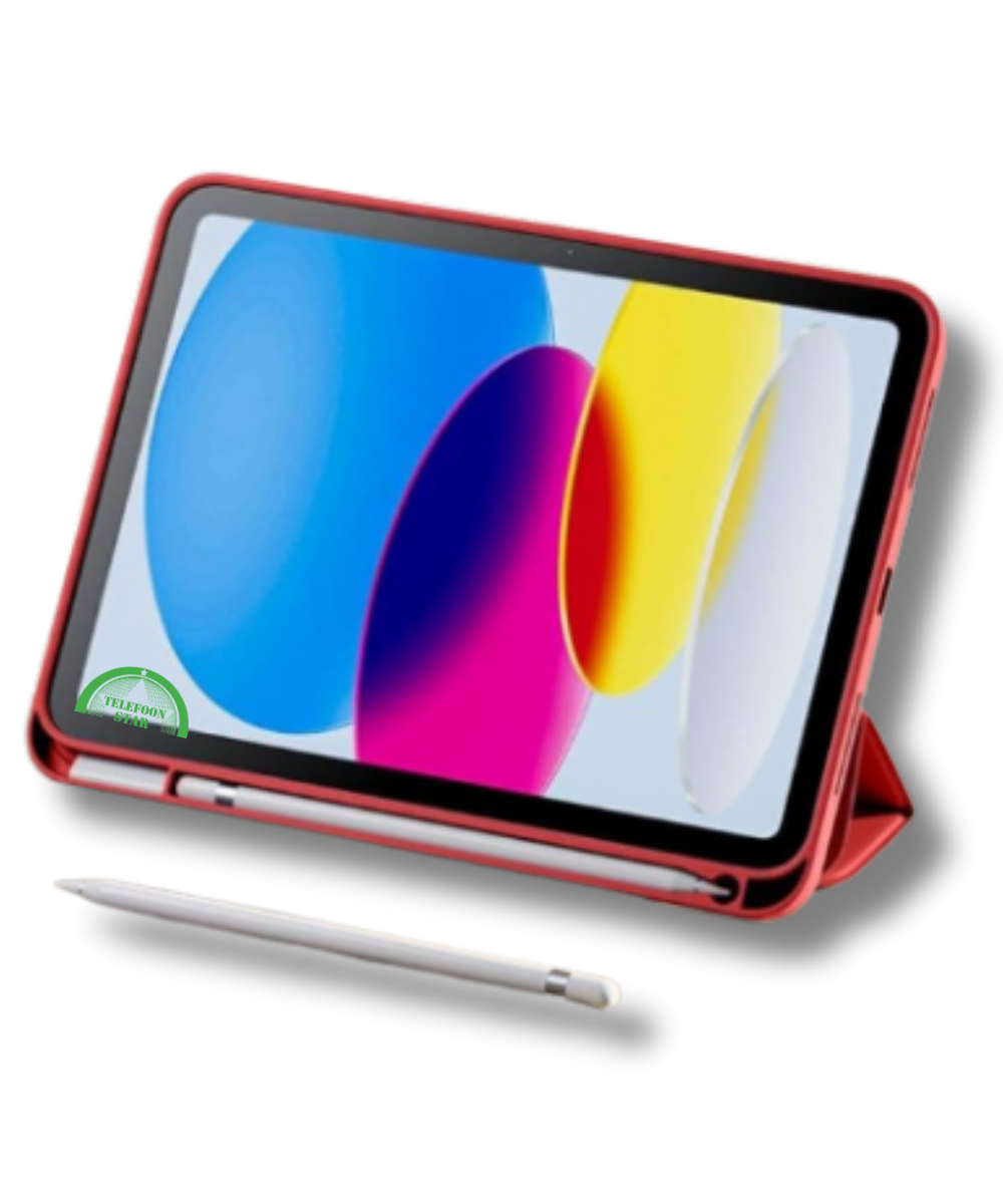 Hoesje voor iPad A16(2025)/iPad 2022 (10.9 inch 10e Gen) Rood Silicone Smart Cover Met Pen Slot