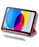 Hoesje voor iPad A16(2025)/iPad 2022 (10.9 inch 10e Gen) Rood Silicone Smart Cover Met Pen Slot