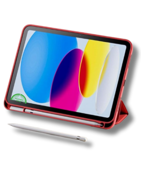 Hoesje voor iPad A16(2025)/iPad 2022 (10.9 inch 10e Gen) Rood Silicone Smart Cover Met Pen Slot