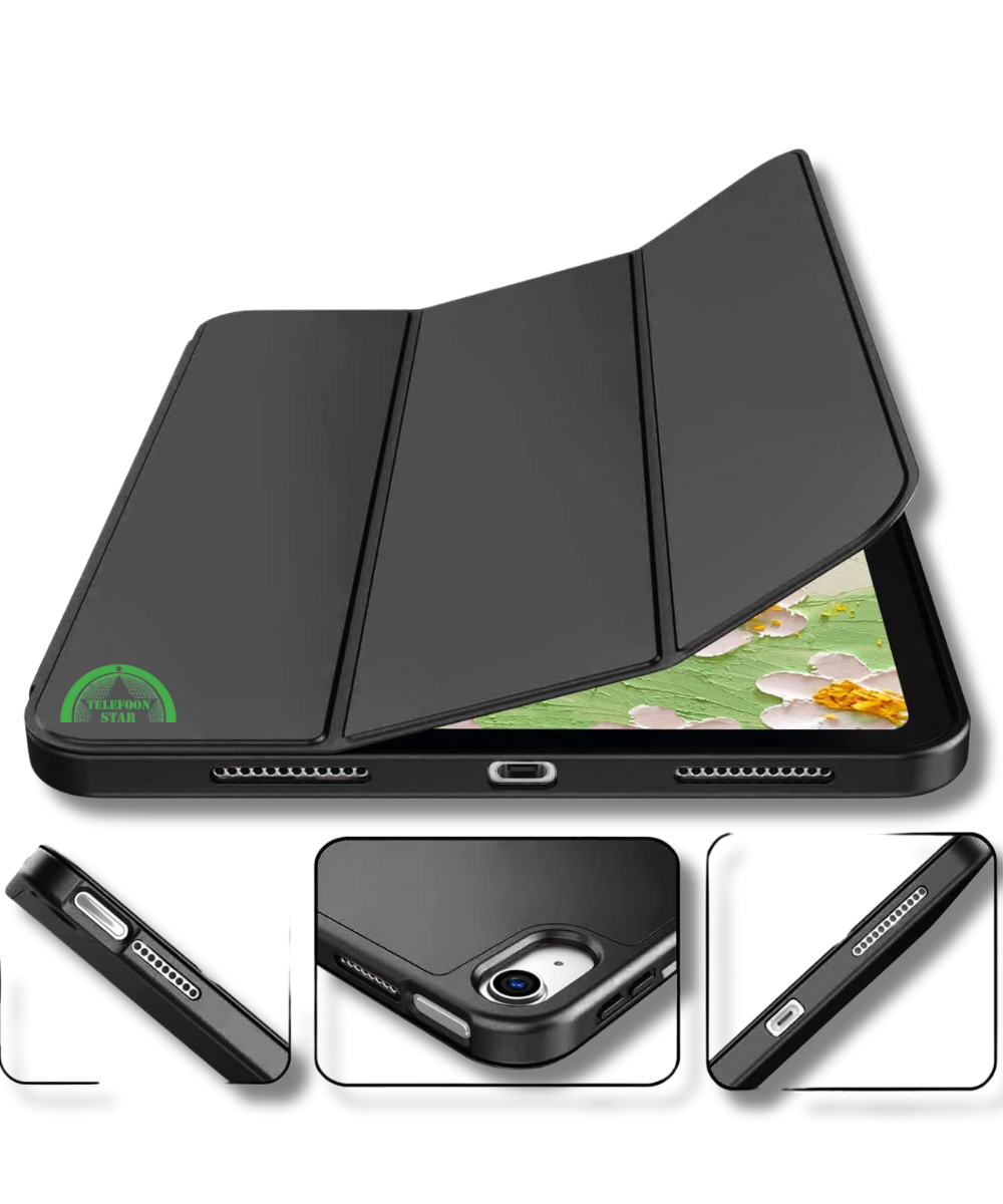 Hoesje voor iPad A16(2025)/iPad 2022 (10.9 inch 10e Gen) Zwart Silicone Smart Cover Met Pen Slot