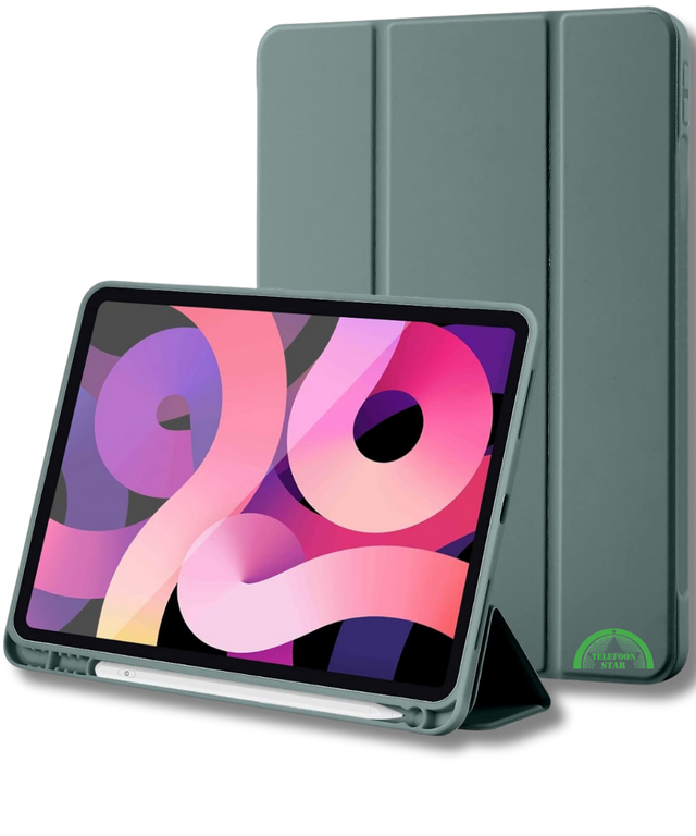 Hoesje voor iPad A16(2025)/iPad 2022 (10.9 inch 10e Gen) Groen Silicone Smart Cover Met Pen Slot
