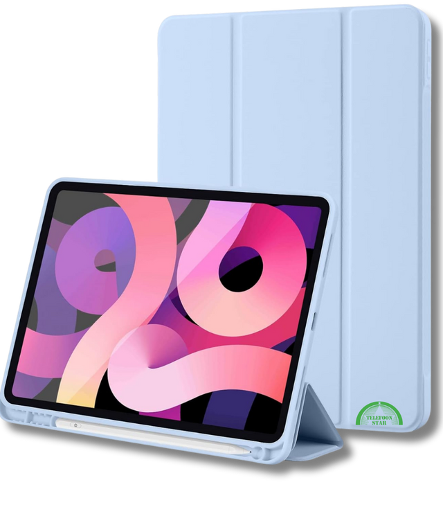 Hoesje voor iPad A16(2025)/iPad 2022 (10.9 inch 10e Gen) Lichtblauw Silicone Smart Cover Met Pen Slot