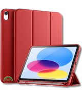 Hoesje voor iPad A16(2025)/iPad 2022 (10.9 inch 10e Gen) Rood Silicone Smart Cover Met Pen Slot