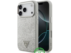 Guess iPhone 17 Pro Hoesje met MagSafe &ndash; Zilveren Glitter Luxe Bescherming