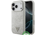Guess iPhone 17 Pro Max Hoesje met MagSafe &ndash; Zilveren Glitter Luxe Bescherming
