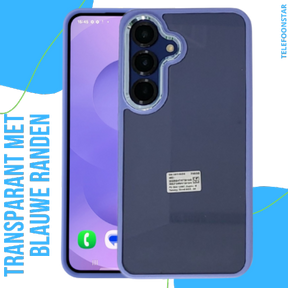 Hoesje voor Samsung Galaxy S26 Plus Transparant met Blauwe Randen