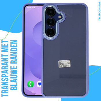Hoesje voor Samsung Galaxy S26 Transparant met Blauwe Randen
