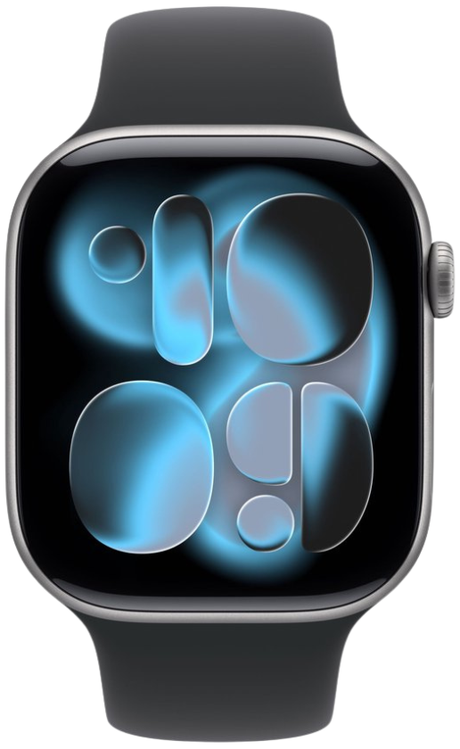 Apple Watch Series 11 42mm Zwart (Zwarte Rubberen Band M/L)