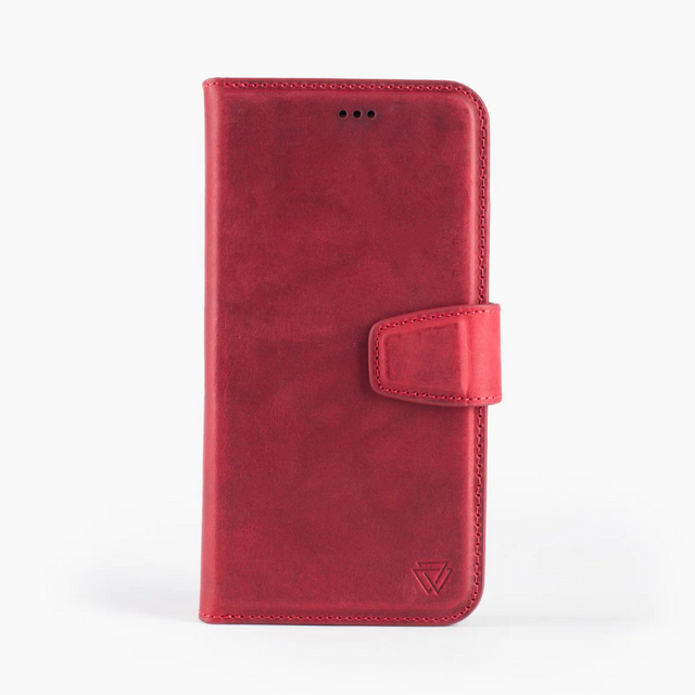 iPhone 15 Pro Max 2 in 1 Bookcase | 100% Leer | Ruimte voor drie pasjes | Rood