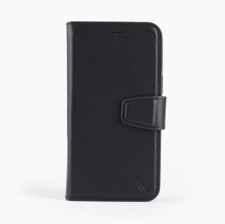 iPhone 15 Plus 2 in 1 Bookcase | 100% Leer | Ruimte voor drie pasjes | Zwart