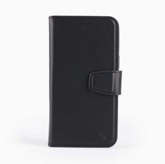 iPhone 15 Plus 2 in 1 Bookcase | 100% Leer | Ruimte voor drie pasjes | Zwart