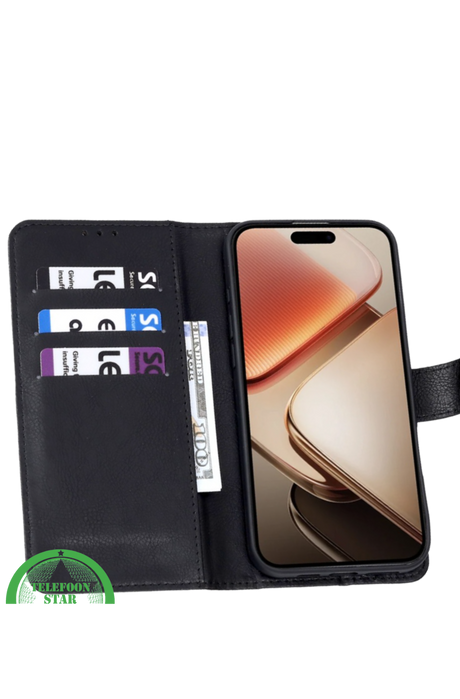 Hoesje Xiaomi 15 Zwart Lederen Look Met Pasjeshouder & Kickstand