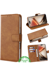 Hoesje Xiaomi Redmi 15 5G Bruin Bookcase Antislip leerlook, ligt stevig