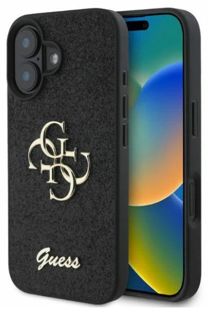 Guess Zwart Glitter Hoesje iPhone 16 Plus