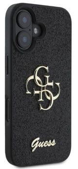 Guess Zwart Glitter Hoesje iPhone 16 Plus