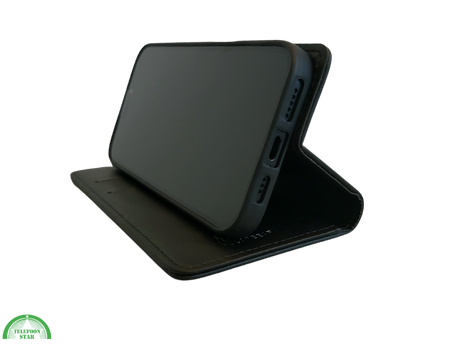 Flip Case Boek Zwart Luxe Leren Klaphoes met 3 Pashouders voor iPhone 16